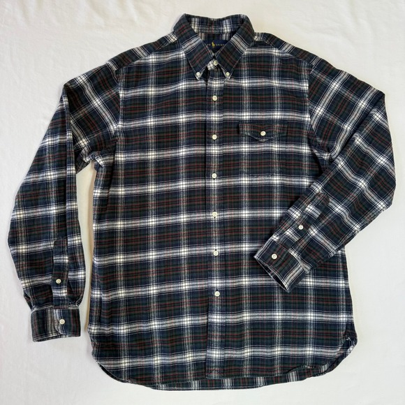 Ralph Lauren Men's Camouflage Button Down Casual Shirt Blue Size Large